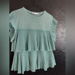 SZ L mint green shimmer top